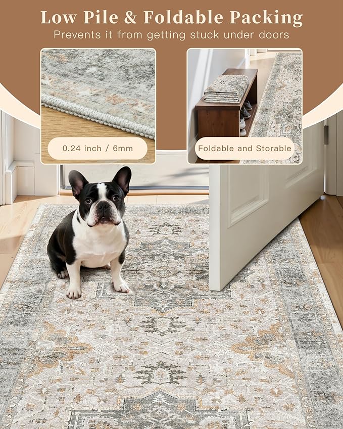 Madane Runner Rug 2x8, Washable Hallway Runner Rugs, Non-Slip Low-Pile Soft - Image 6