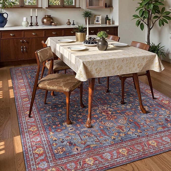 Washable Area Rug 4' x 6' Vintage Traditional Persian Mat - Image 3