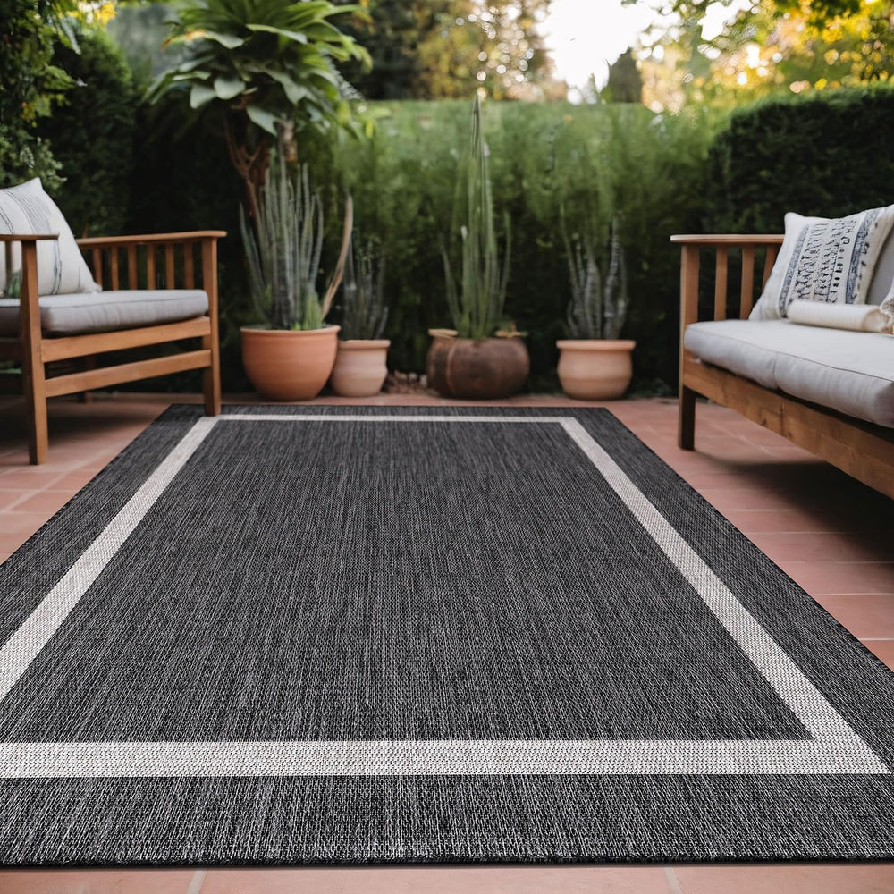 Luul Home Bordered Outdoor Rug 5x7 Washable Outside Carpet for Indoor Patio P...