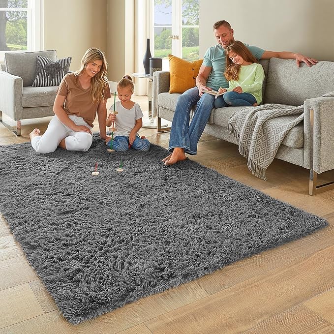 Ophanie 5x7 Area Rugs for Living Room Grey, Fluffy Shag Large Fuzzy Plush Soft - Image 5