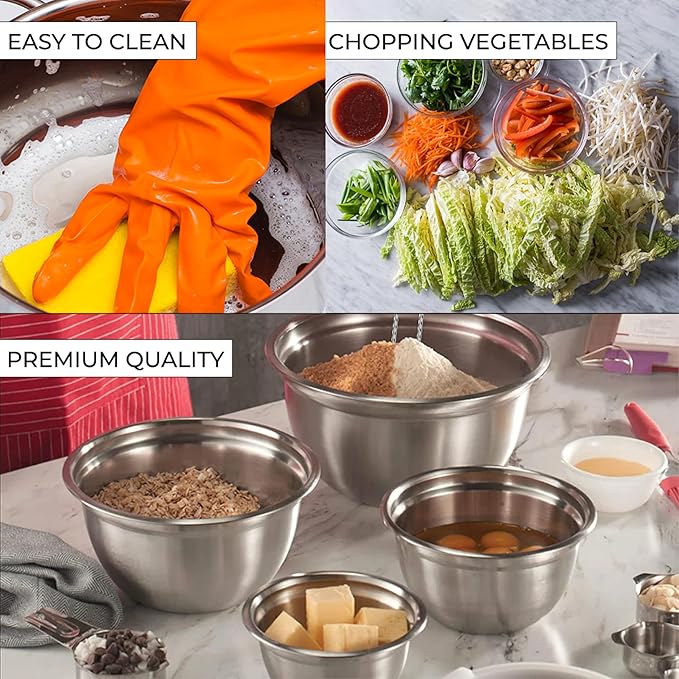 AVADOR Premium Brushed Stainless Steel Mixing Bowls Sets, Space Saving - Image 6