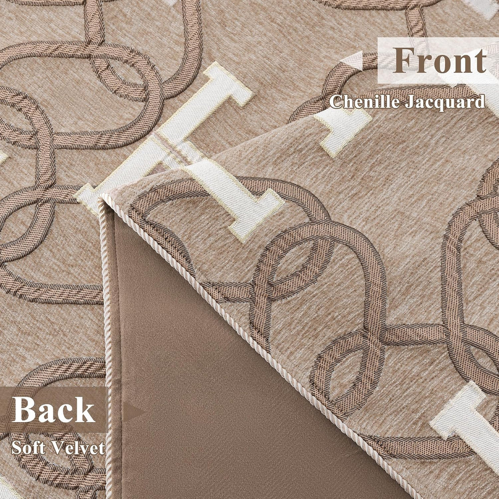 Jacquard Letter H Throw Blanket for Couch, 52”x72”, Taupe