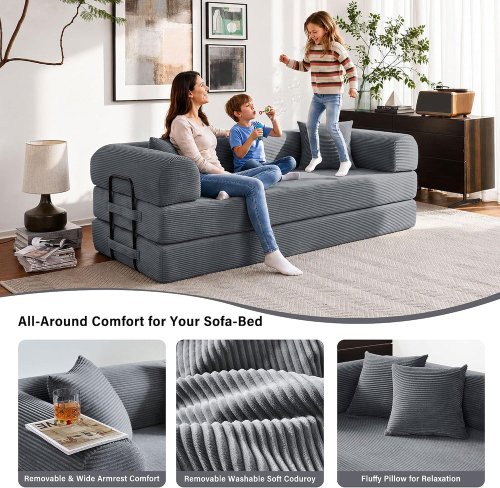 79" Convertible Sofa Bed, Boneless Sleeper Futon Couch for Living Room |...