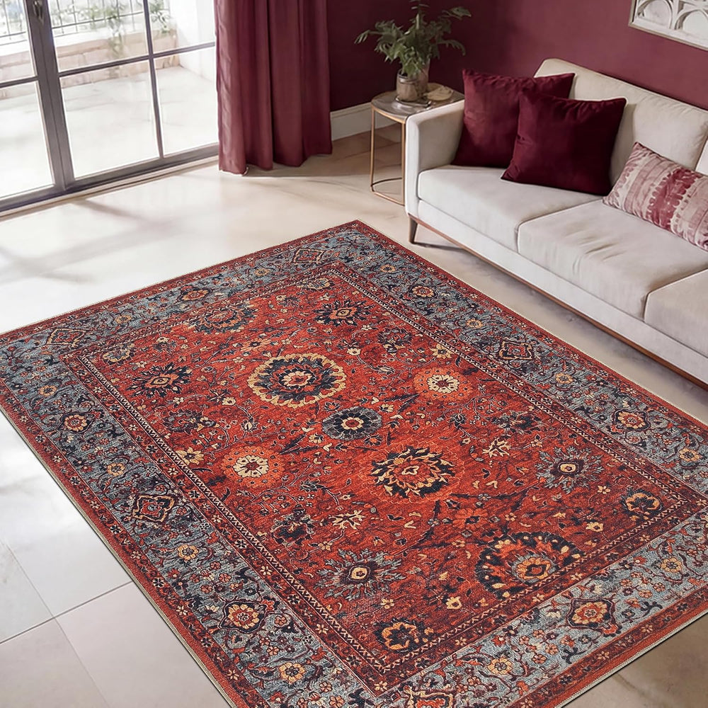 Keen Home Design Vintage Washable Area Rug, Non-Slip Low Pile, 5x7