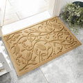 Boho Beige Floral Leaves Outdoor Indoor Entrance Doormats, Absorbent Durable by VivaNest