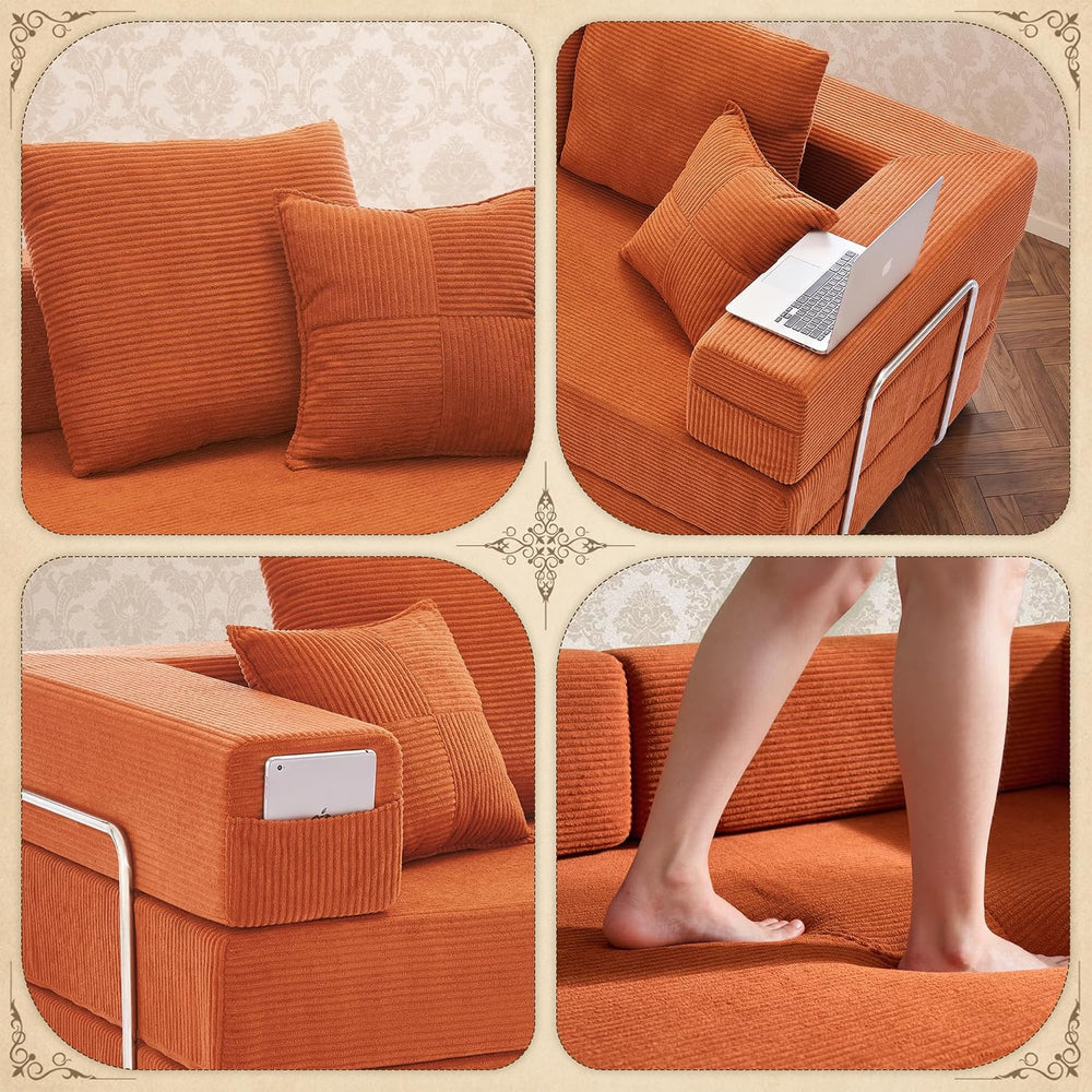 Convertible Futon Sofa Bed - Boneless Couch for Living Room with High Backres...