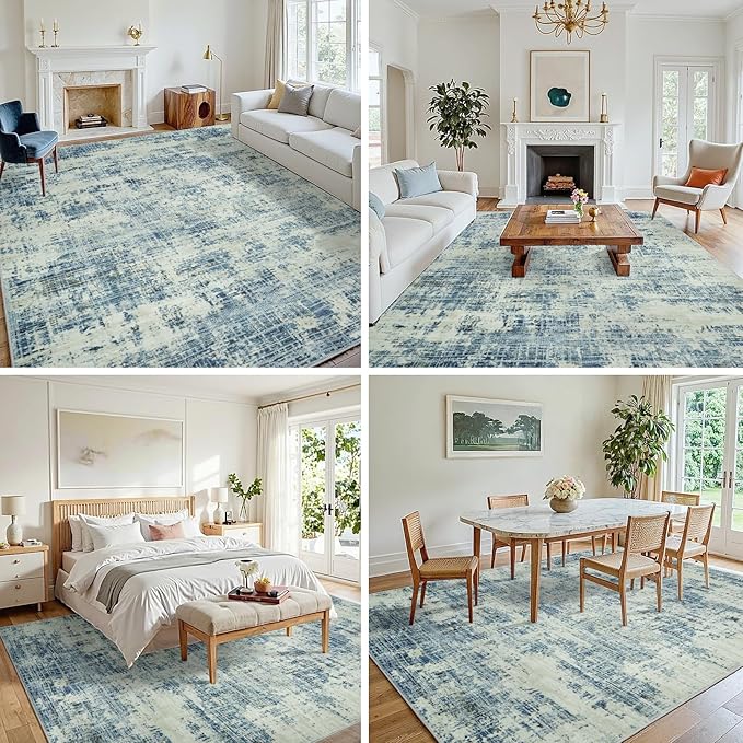 6x9 Area Rugs for Living Room Washable Rug: Anti-Skid Abstract Modern Living - Image 3