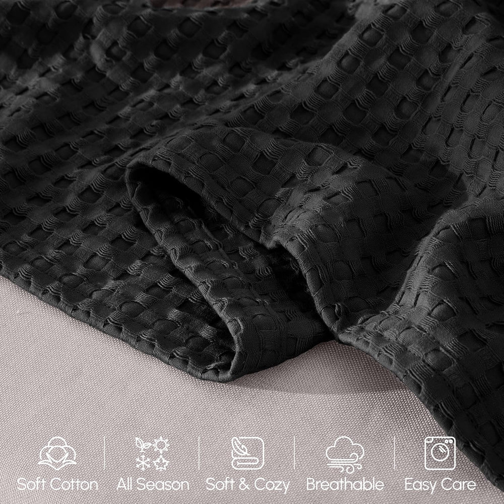 Elegant Comfort Premium 100% Cotton Waffle Blanket - Lightweight Breathable W...