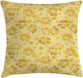 Ambesonne Hawaiian Throw Pillow Cushion Cover, Hibiscus Flowers Pattern Grunge Tropical Beach Theme in Hawaii Nature Picture, Decorative Square Accent Pillow Case, 20" X 20", Yellow White