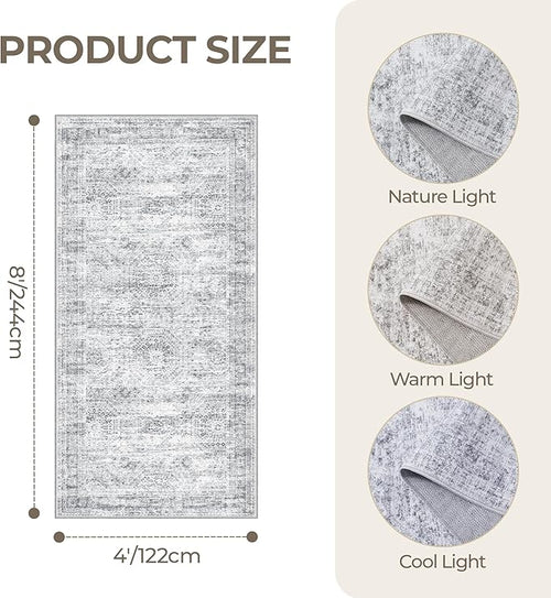 4x8 Rug for Bedroom, Wide Runner Rug for Hallway, Non Slip Washable Runner Rug - Image 2