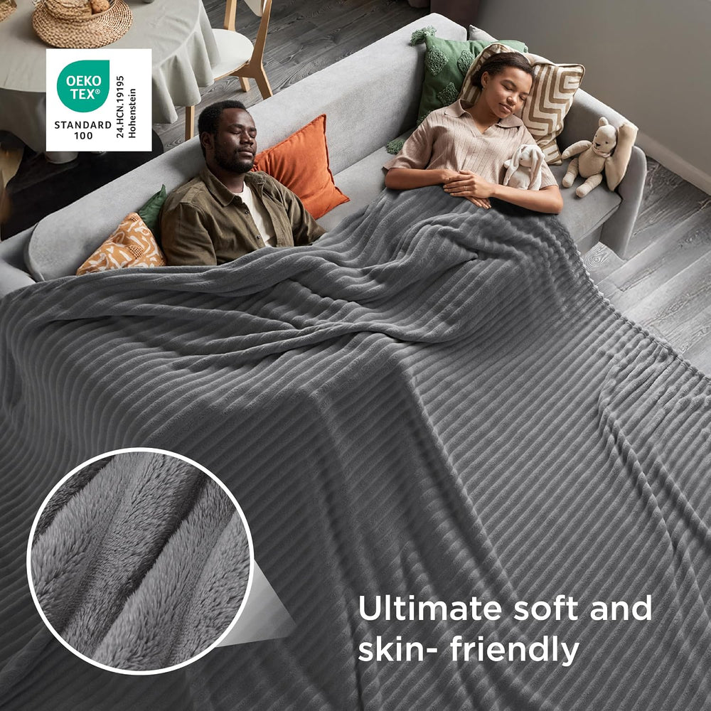 Bedsure Soft Large Fleece Blanket for Bed Frost Gray 120"x120"