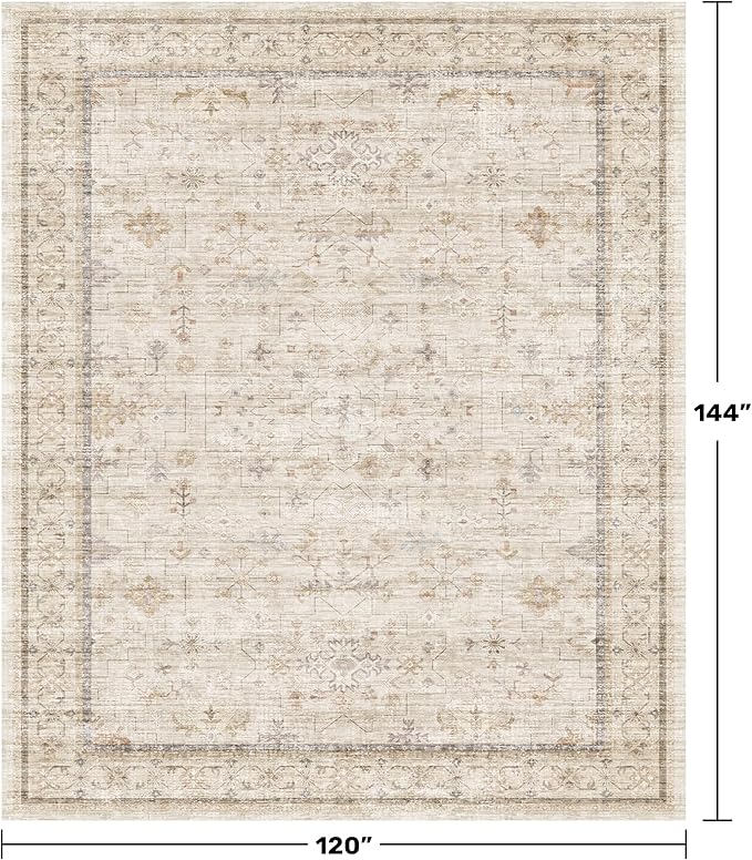 Beige Cream 10x12 Large Living Room Area Rug, Soft Neutral Carpet - Image 2