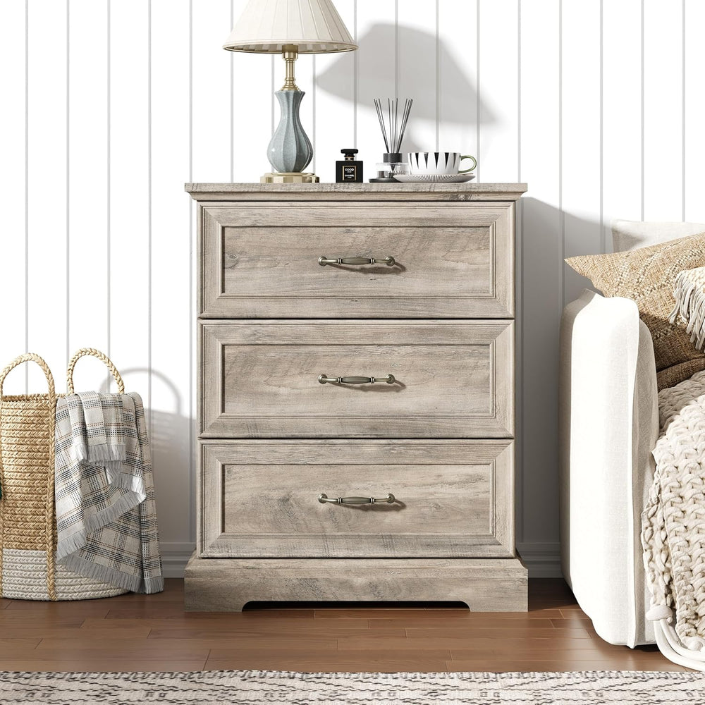 3 Drawer Dresser for Bedroom, 24" Wide Wooden Chest of Drawers, Rustic F...