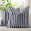 decorUhome Cozy Faux Fur Throw Pillow Covers 24x24 Set of 2 Decorative Soft by decorUhome