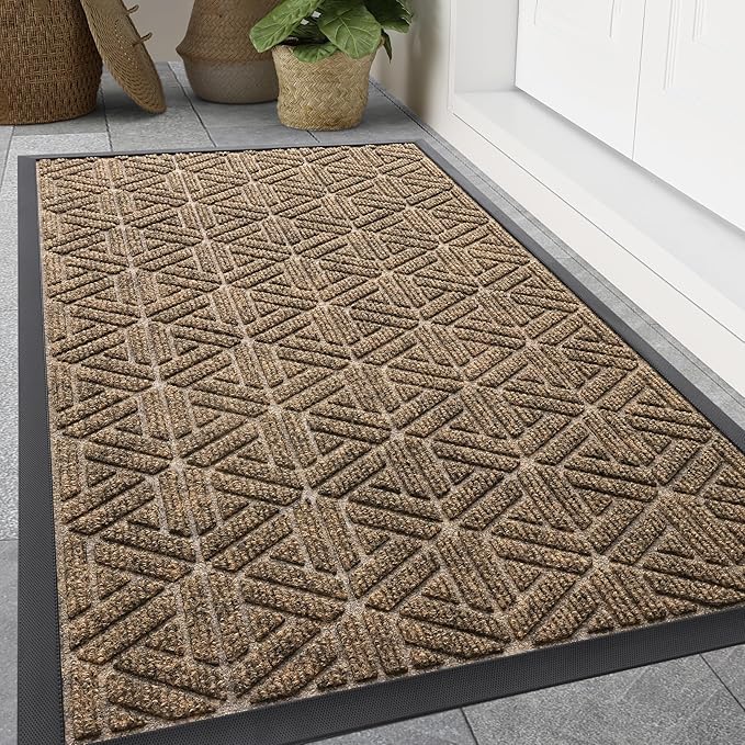 Smiry Front Door Mat Outside Entrance, Heavy Duty Sturdy Natural Rubber Doormat by Smiry