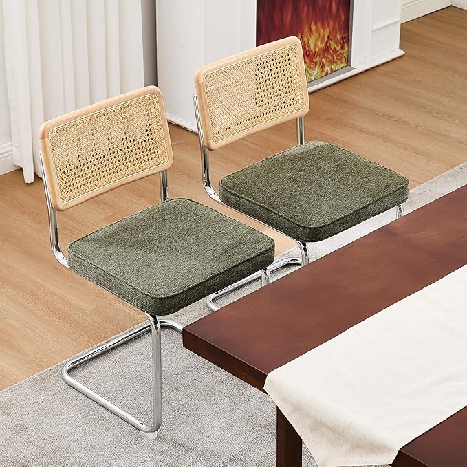 Zesthouse Natural Rattan Dining Chairs Set of 4, Mid Century Modern Dining Ch...