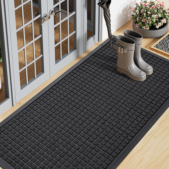 Smiry Front Door Mat Outside Entrance, Heavy Duty Natural Rubber Doormat by Smiry