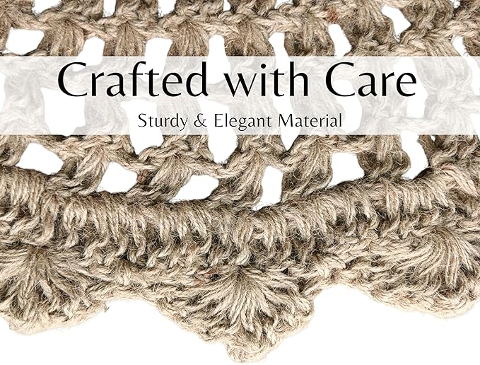 Hausattire Hand Woven Jute Crochet Rug, 3’ Round – Natural, Anti-Slip Accent - Image 7