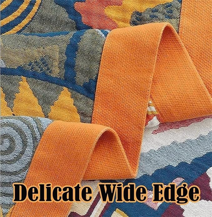 MSGKV Boho Throw Blanket for Bed Couch, 100% Cotton Throw Blankets 80''x90'' - Image 7