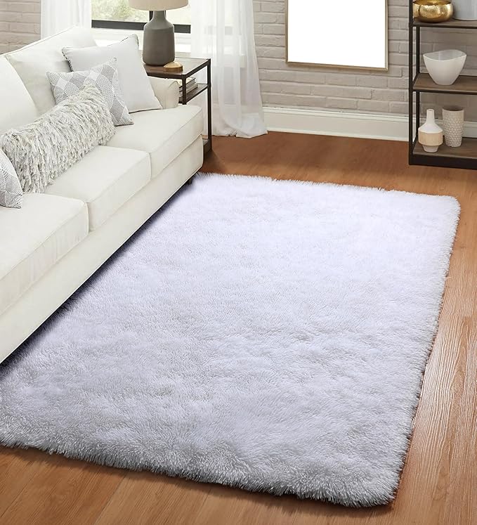 ONASAR White Rugs for Bedroom, 3x5 Fluffy Shaggy Bedside Area Rug, Soft Plush - Image 8