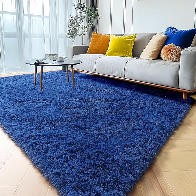 ONASAR Navy Area Rugs for Bedroom Living Room, 4x6 Blue Fluffy Indoor Bedside - Image 8