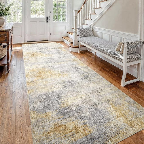 4x12 Washable Kitchen Runner Rug: Modern Abstract Wide Runners by Ksrau