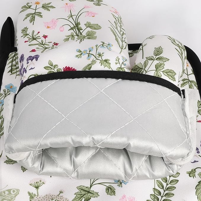 Floral Oven Mitts and Pot Holders Sets Wildflower Oven Gloves Heat Resistant 4 - Image 5