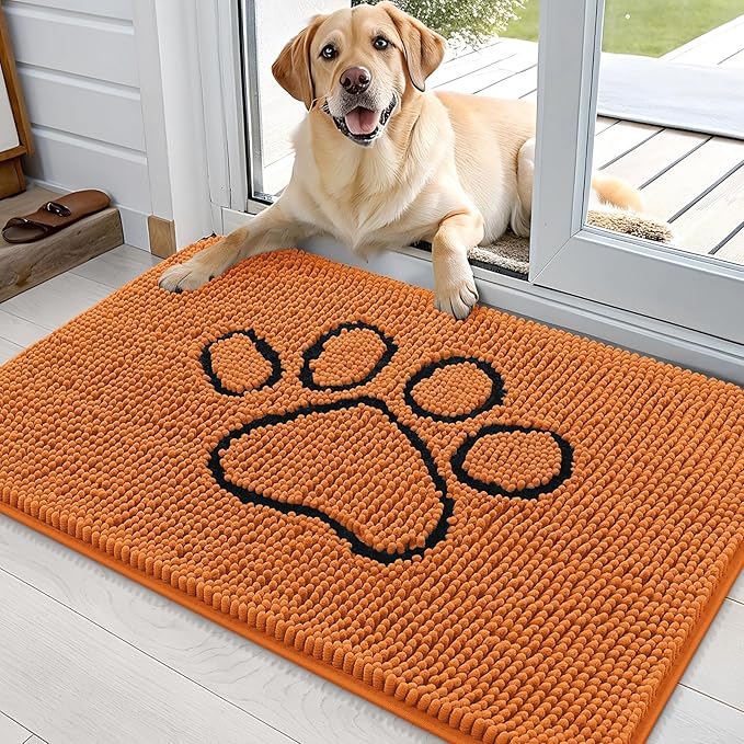OLANLY Dog Door Mat for Muddy Paws 36x24, Paw Print Design, Absorbs Moisture by OLANLY