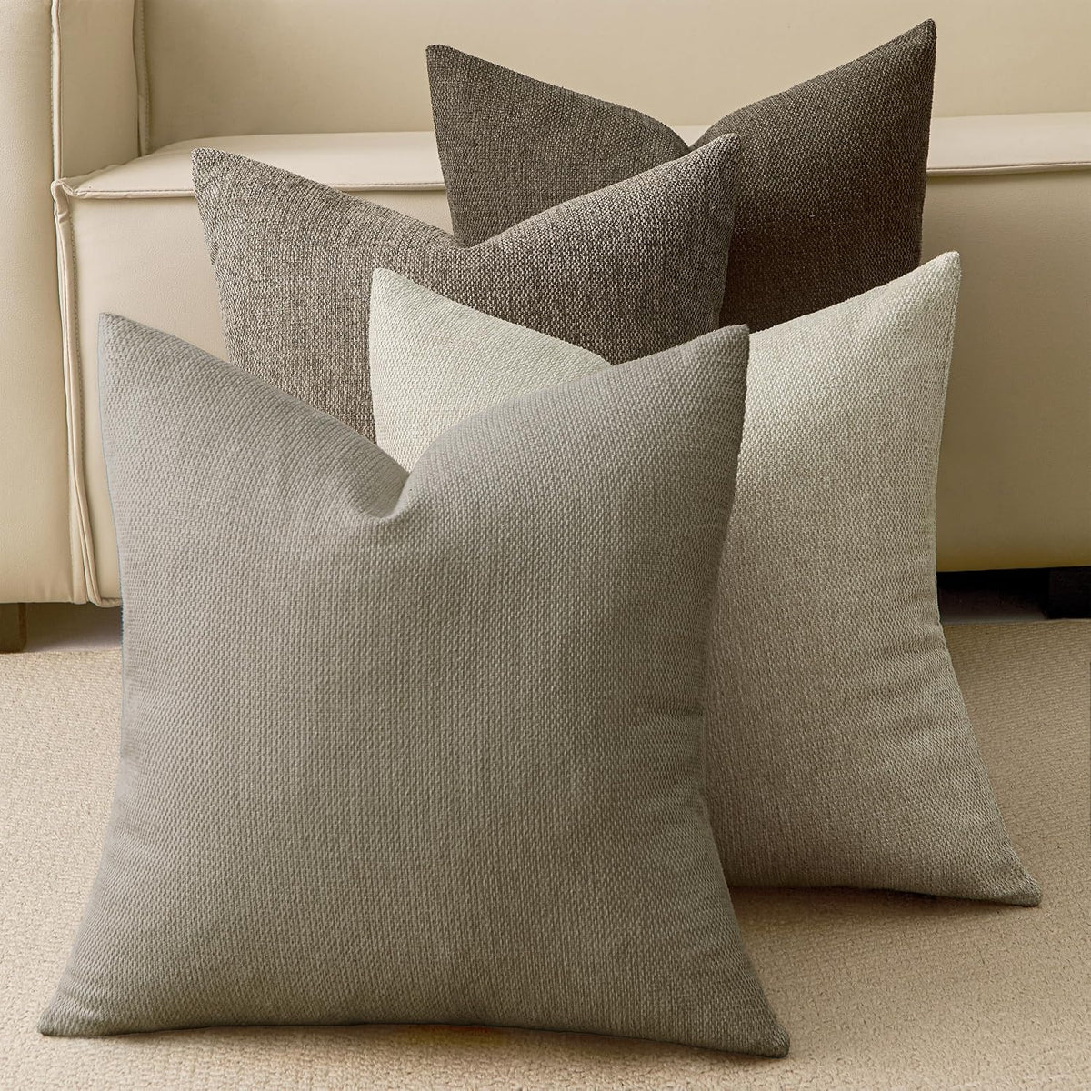 natural linen look throw pillow covers 18x18 inch, main product view