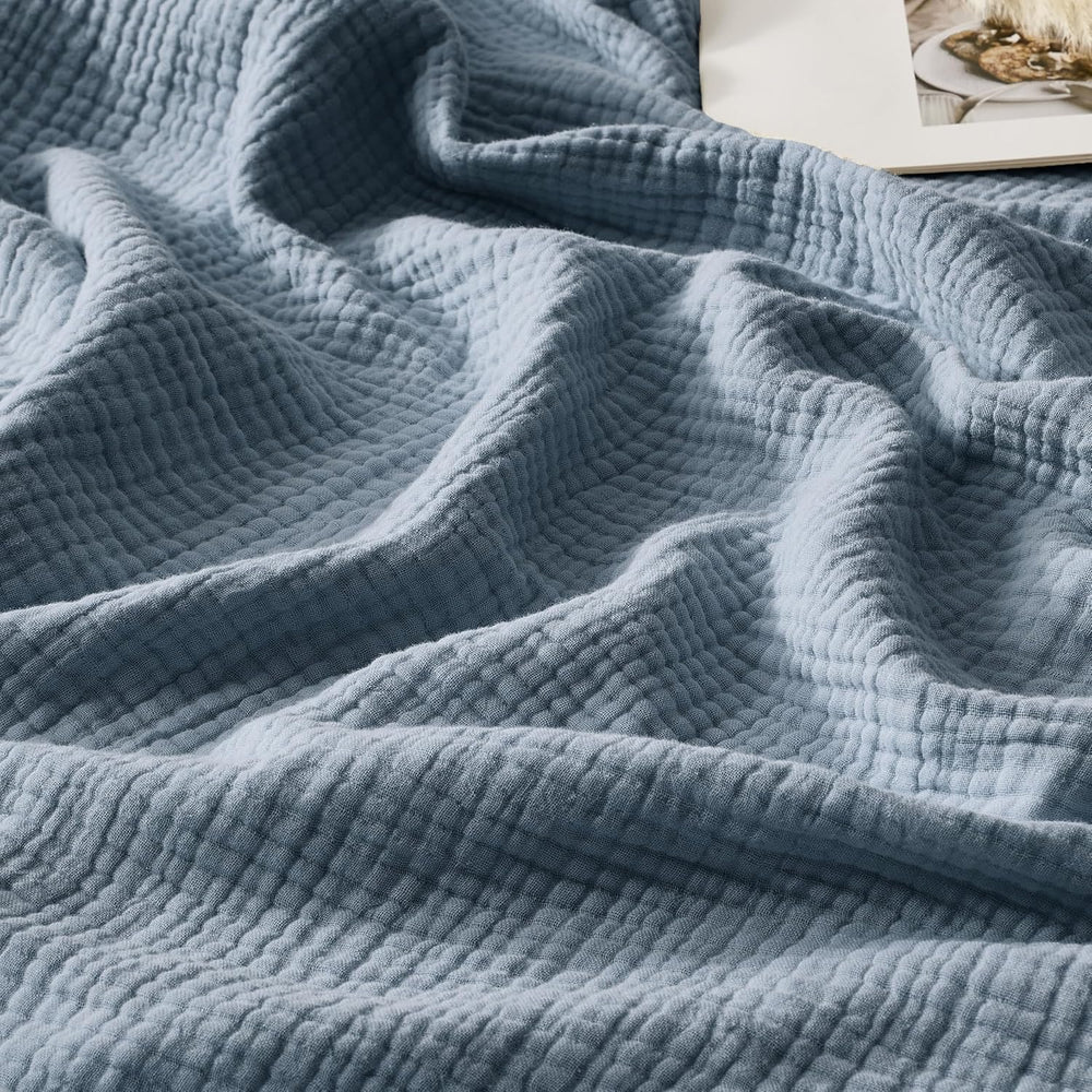 WDCOZY 100% Cotton Muslin Blanket King Size 4-Layer for Bed Breathable Lightw...