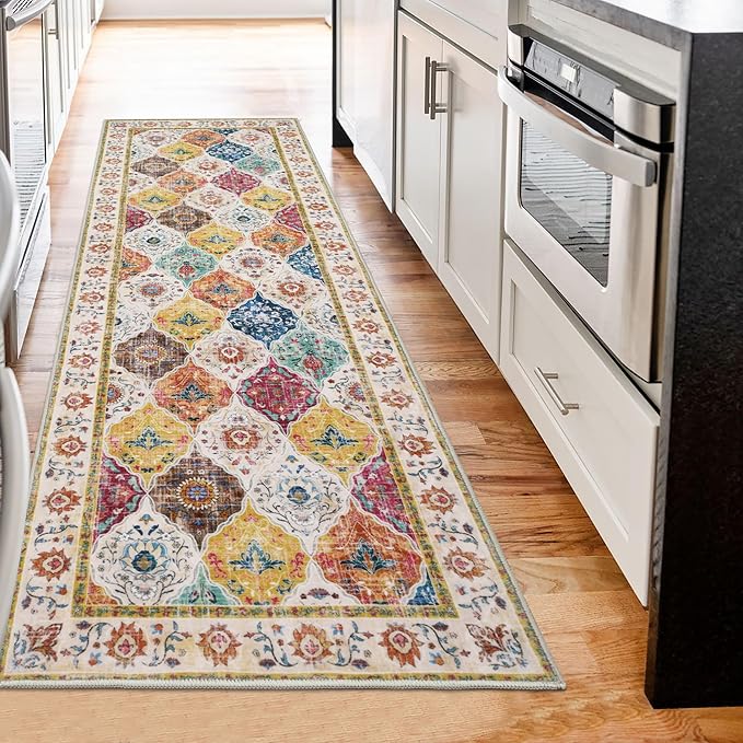 HEBE Hallway Runner Rug 2'x6' Washable Vintage Distressed Area Rugs Non Slip - Image 6