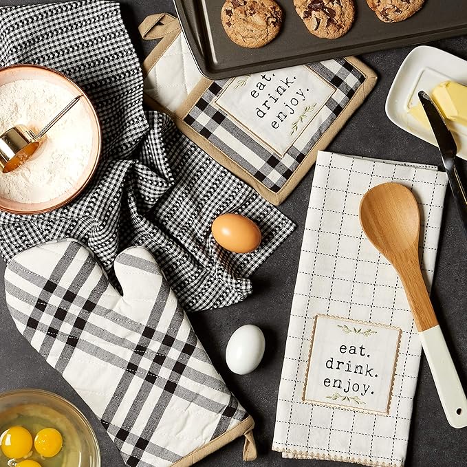 DII Home Sweet Farmhouse Kitchen Collection, Potholder/Oven Mitt/Dishtowel Set - Image 6
