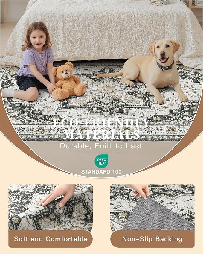 Madane Hallway Runner Rug 2'6''x10' Kitchen Runner, Non Slip Vintage Runners - Image 5