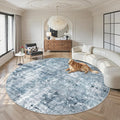9x9 Blue/Grey Round Rug 9ft Living Room Circle Rug Vintage Round Area Rug Non by Soalmost