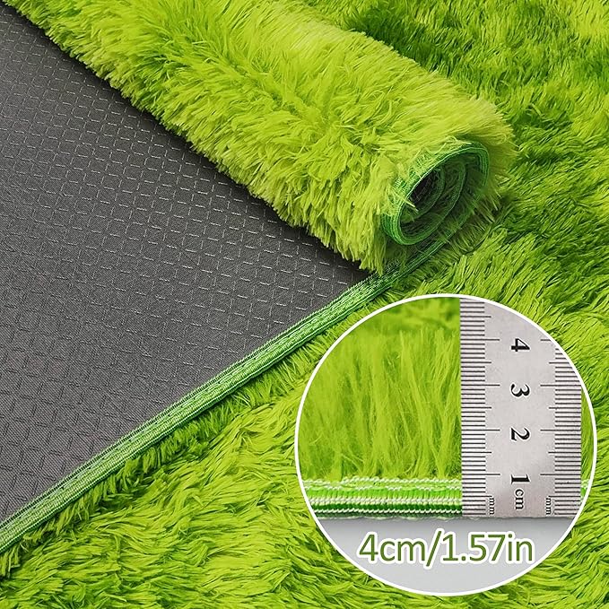 Small Tie-Dyed Area Rug for Bedroom 3x5 Mini Green Fluffy Rug Mat Bedside Throw - Image 2