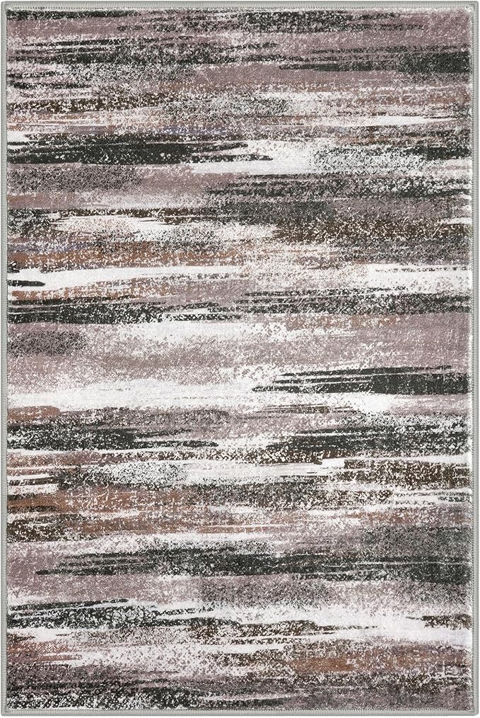 Lansny Modern Abstract 6x9 Machine Washable Living Room Rug Non-Slip Soft - Image 8