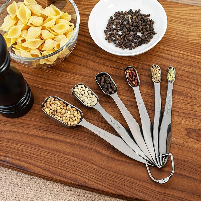 Accurate 18/8 Stainless Steel Measuring Spoons, Heavy Duty Good Handle Set of 6 - Image 5