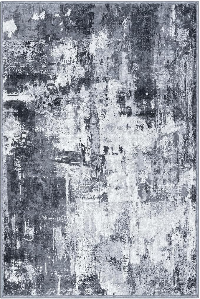 KOZYFLY Modern Abstract Area Rug 8x10 Gray Washable Large Living Room Thin Rugs - Image 8