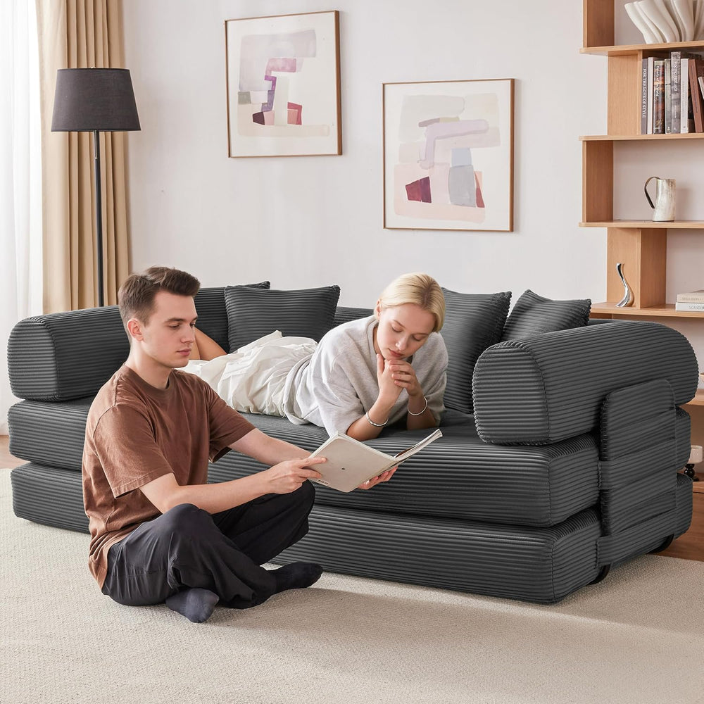 Weture 79" Oversized Boneless Couch with 4 Pillows,5 in 1 Convertible Sl...