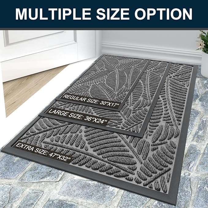 Colorxy Waterproof Doormat, Sturdy Natural Rubber Front Door Mats, Non Slip Low - Image 7