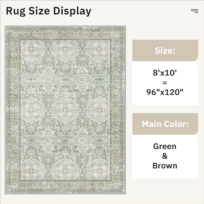 8x10 Area Rugs, Washable Rugs, Large Stain Resistant Area Rug - Image 5