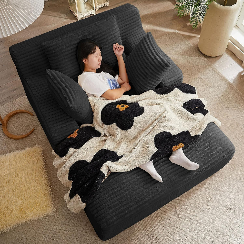 67 Inch Boneless Couch, Oversized Chaise Lounge Sofa, Corduroy Chaise Lounge ...
