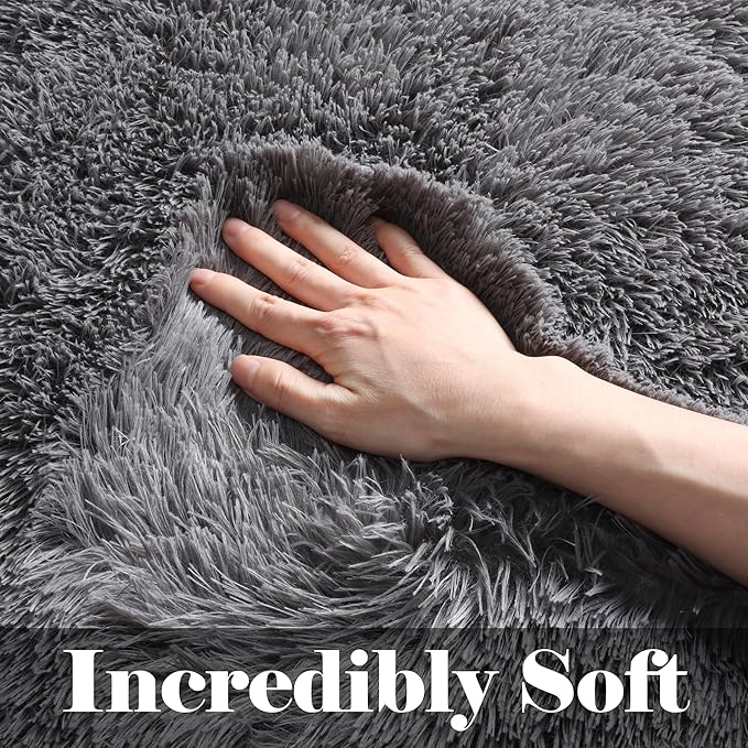 ONASAR Grey 3x5 Rugs for Bedroom, Fluffy Gray Bedside Area Rug, Ultra Soft - Image 2