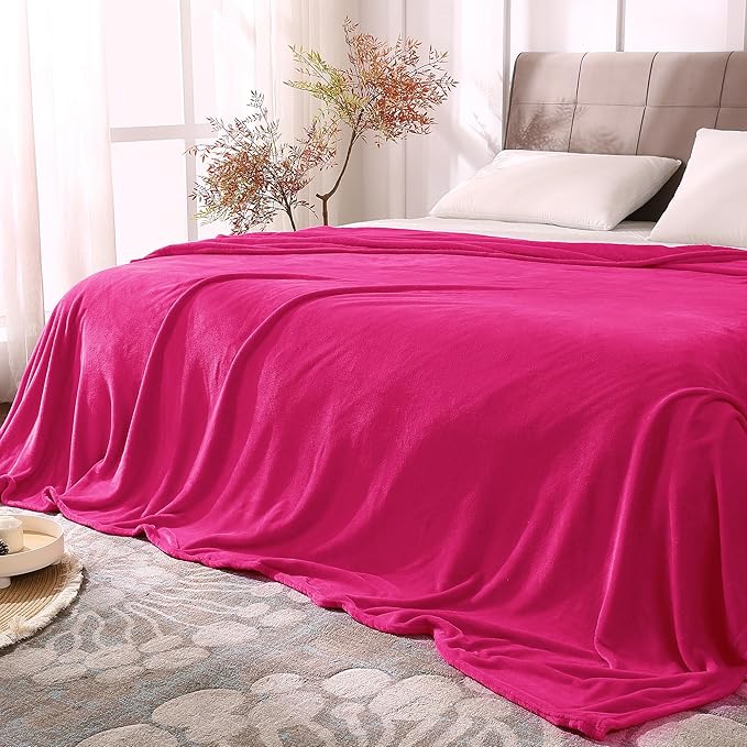 BEDELITE Fleece Blankets Queen Size Hot Pink Throw Blankets by BEDELITE