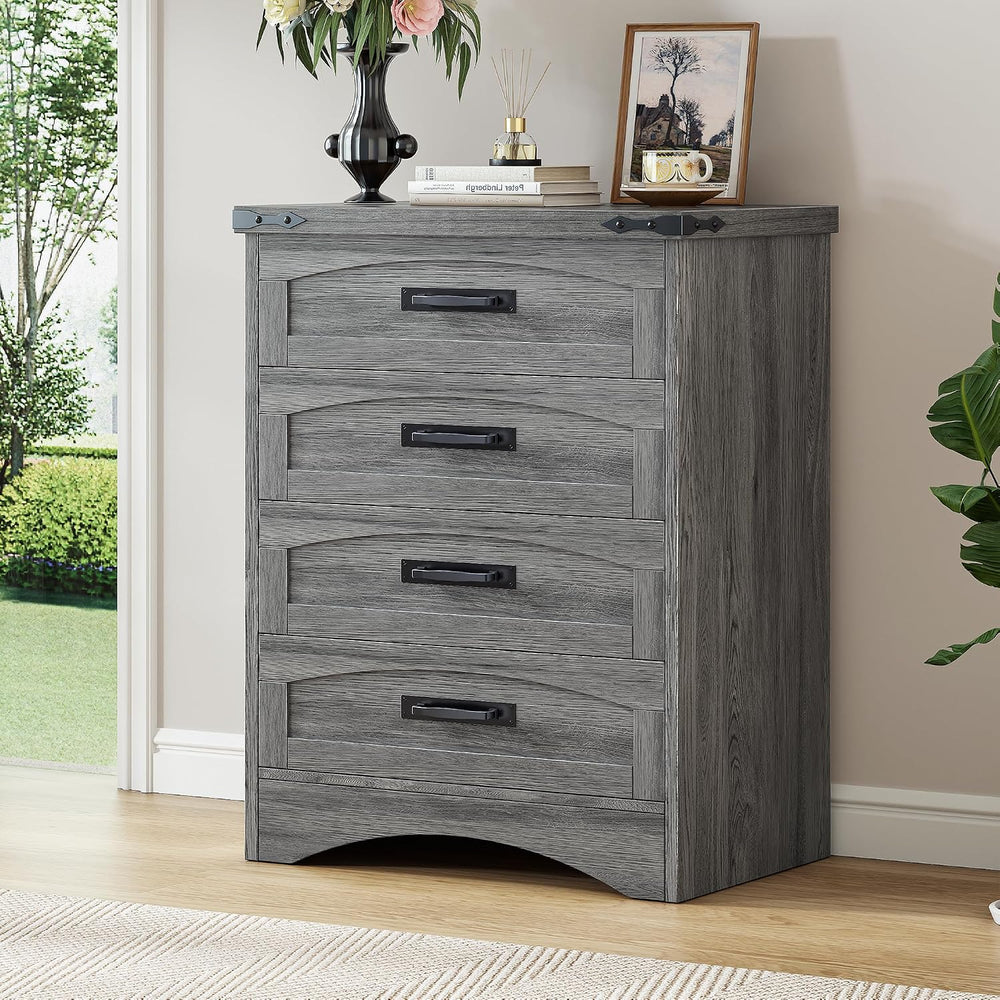 Decofy Farmhouse 4 Drawers Dresser for Bedroom, Gray