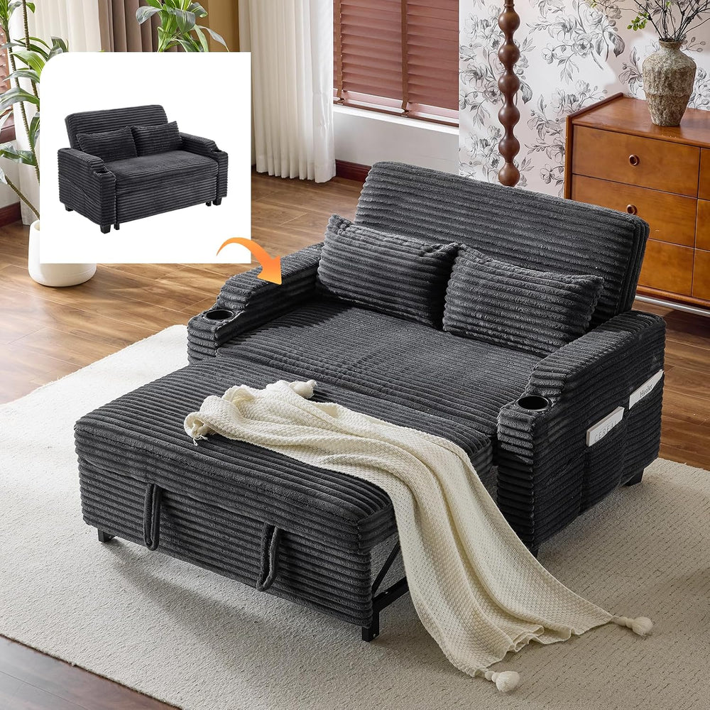 VINGLI Loveseat Sleeper Sofa Couch with Pull Out Chair Bed for Living Room