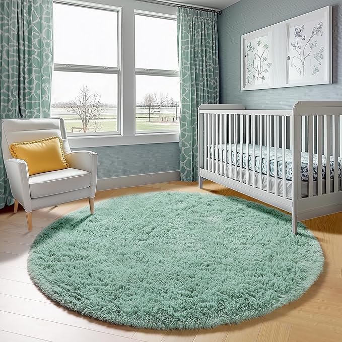 ONASAR Sage Green Round Area Rugs 6ft, Fluffy Soft Bedroom Circle Rug - Image 8