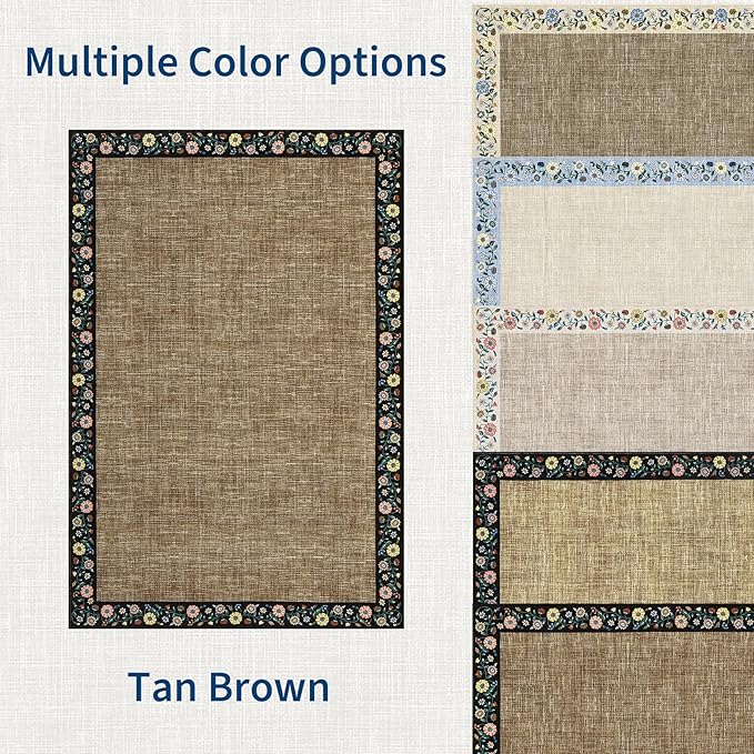 GarveeHome Washable Living Room Rug 9x12 Floral Bordered Area Rugs Soft Thin - Image 8