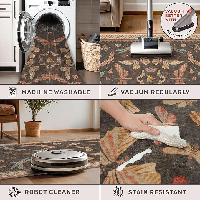 Brown Washable Area Rug for Living Room - Image 4