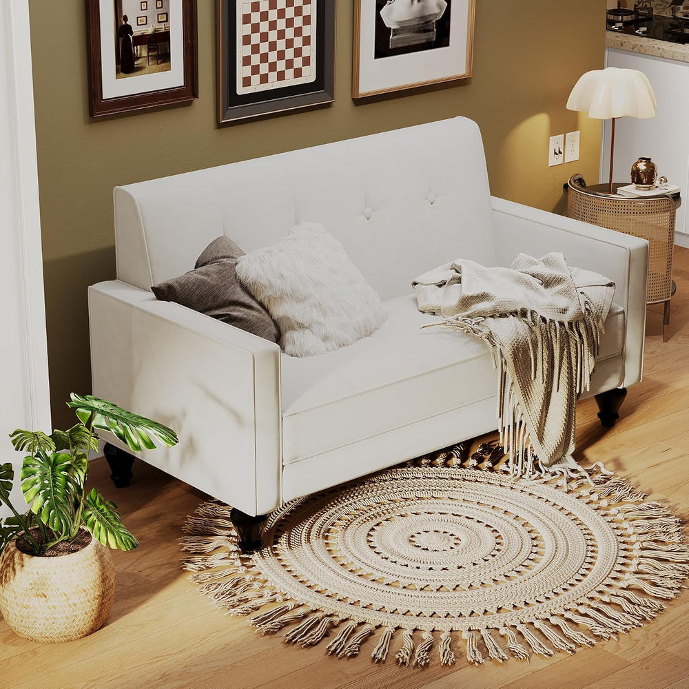Velvet Love Seat Mini Couch Small Settee Loveseat Bench for Living Room Small...